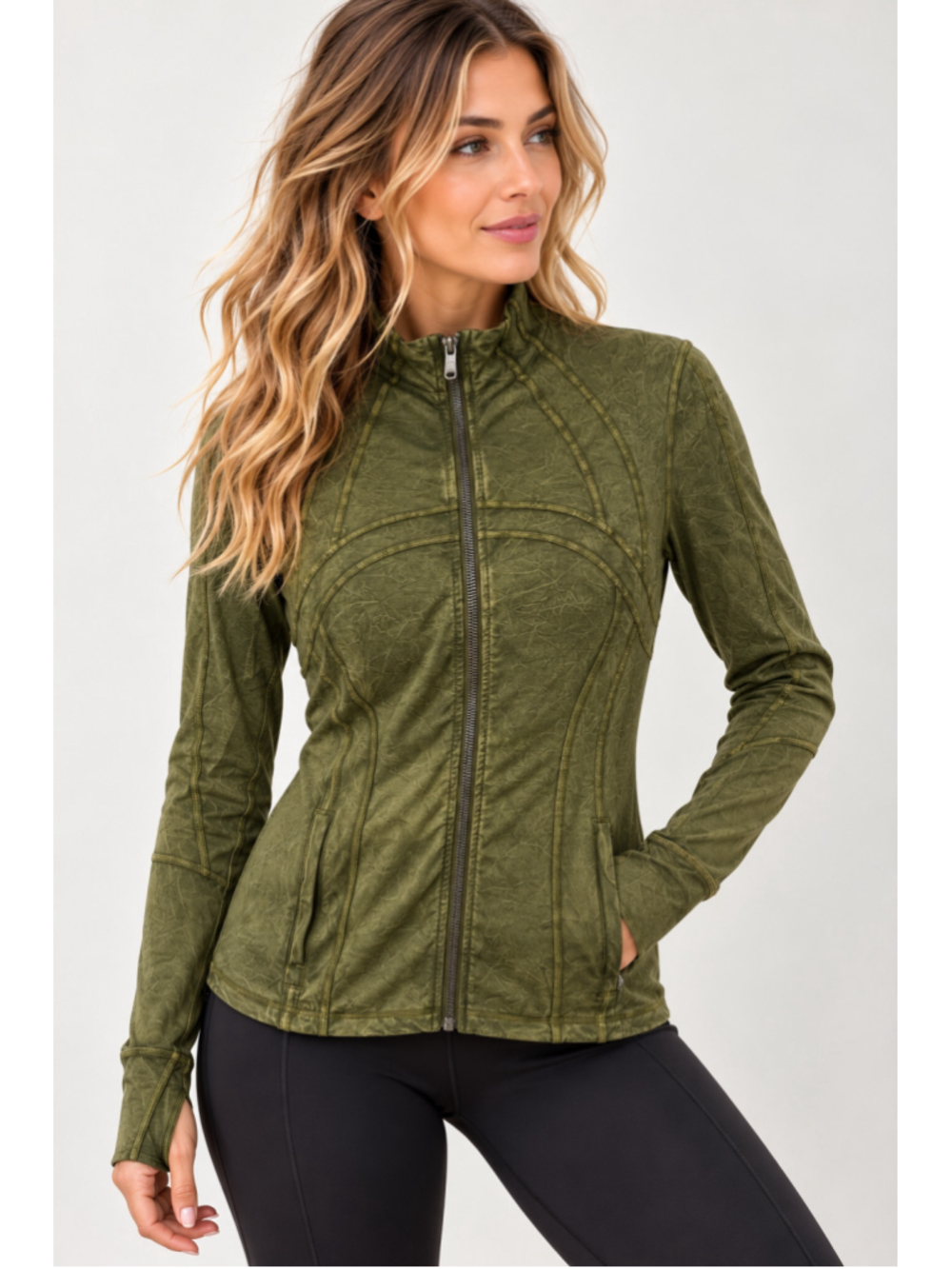Lululemon Define Jacket Ice Dye Ice Wash Moss Green Size 8 Nulux Full Zip